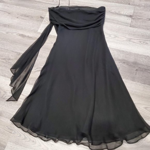 Laundry | Asymmetrical Black SILK Evening Dress - Picture 3 of 7